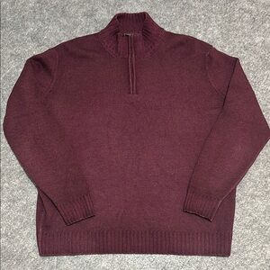 Ferrante Merino Wool Quarterzip Sweater Burgundy Red